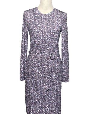 Tory Burch Chrissy Dress Hudson Blue Print Long Slv